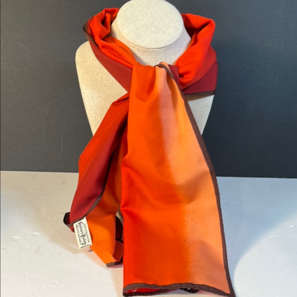 Scarves By Nasharr Japan Ombre Vibrant Orange and Red Silk Scarf